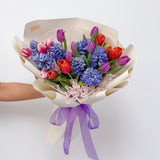 Tulip & Hyacinth Fresh Flower Round Bouquet