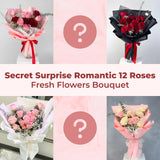 Secret Surprise Romantic 12 Roses Fresh Flower Bouquet